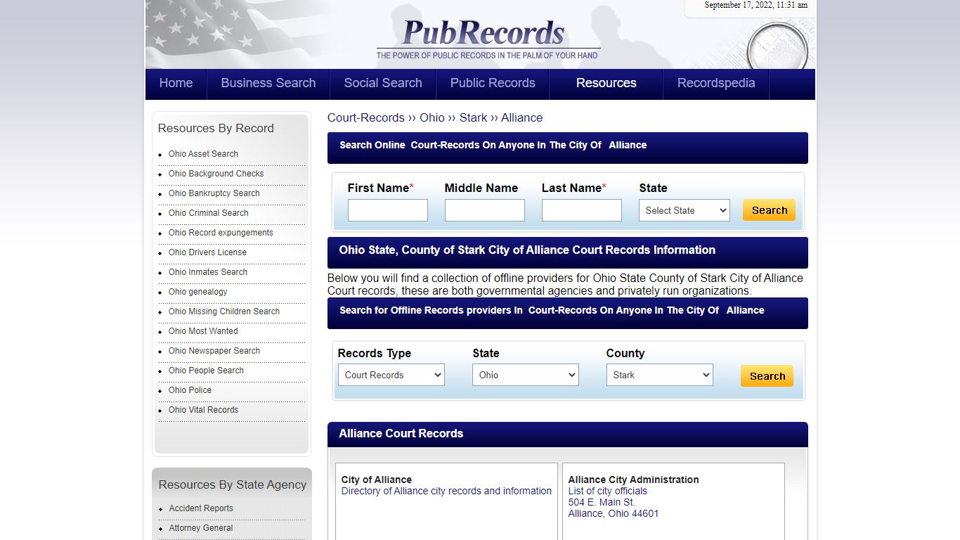 Alliance, Stark County, Ohio Court Records - Pubrecords.com