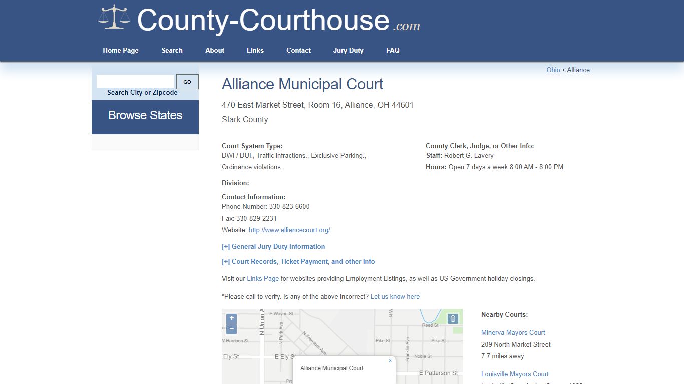 Alliance Municipal Court in Alliance, OH - Court Information